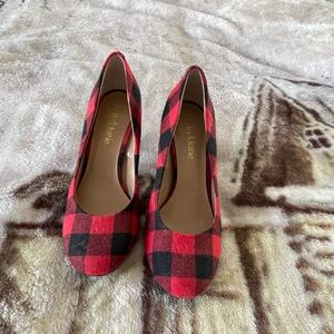 Red Buffalo Plaid Pumps